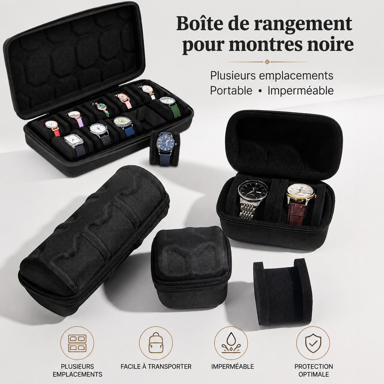 Coffret de voyage pour montres – Organisateur 8 montres
